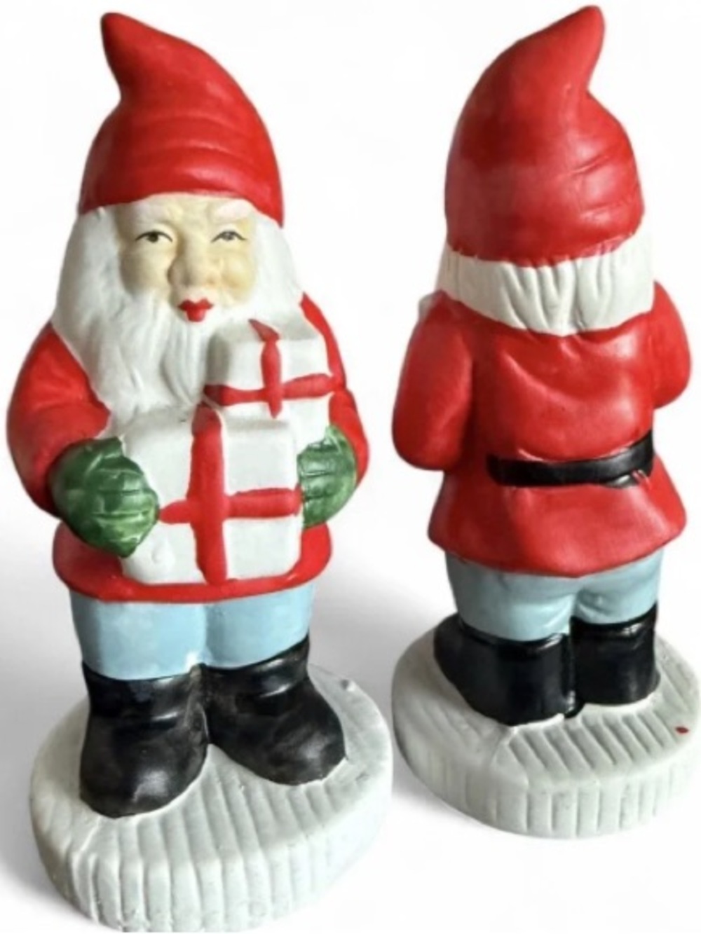 Red Santa Gnome Figurine with Gift - Holiday Tabletop Décor